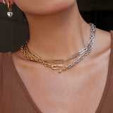 Two-Tone Heart Lock Necklace