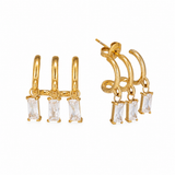 Triple Open Hoop Drop Earrings
