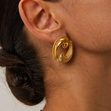 Textured Wave Statement Earrings