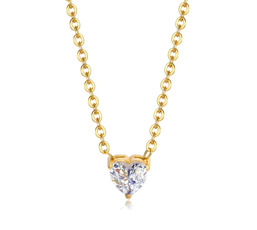 Solitaire Sparkling Heart Necklace