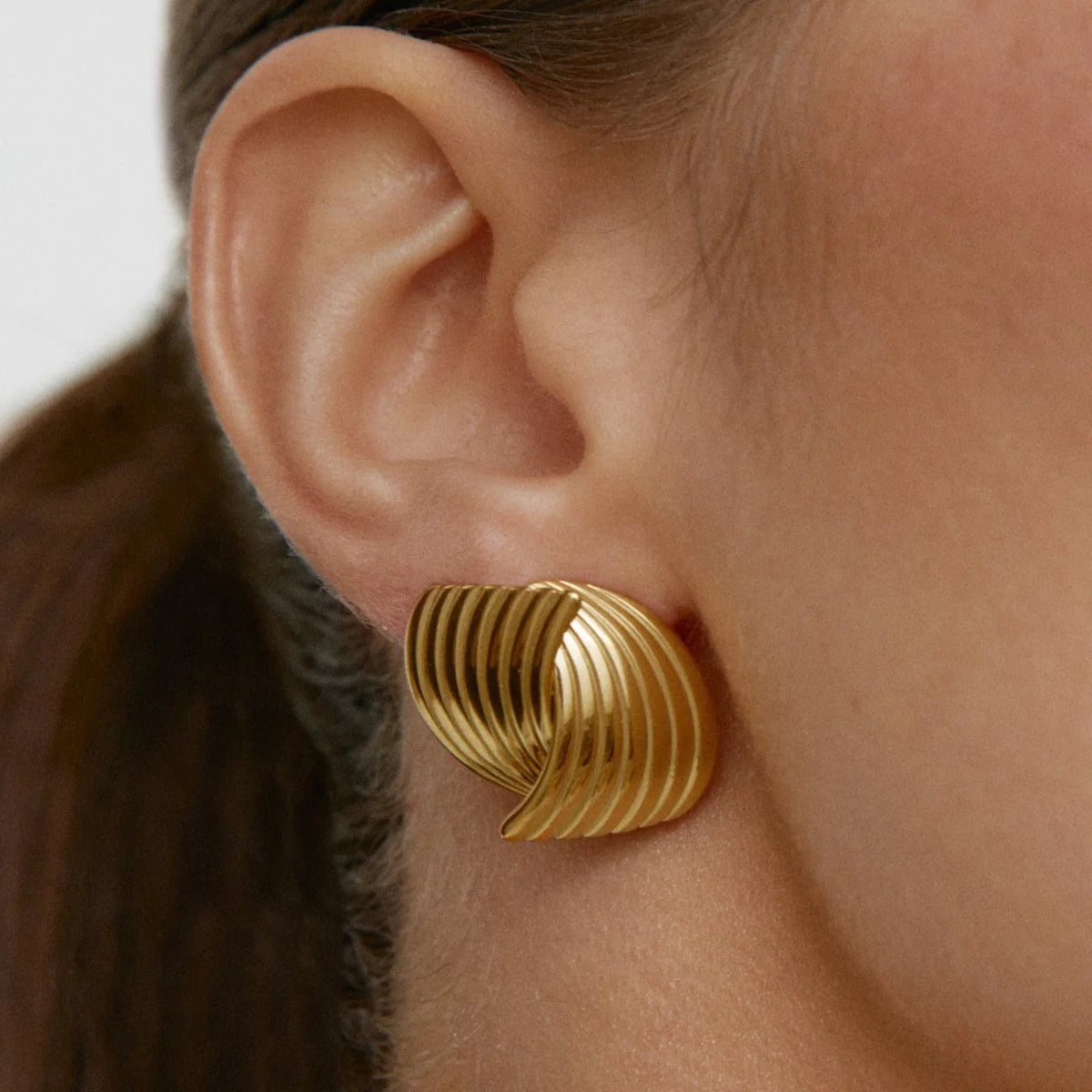 Ridged Double Looped Hoop Earrings