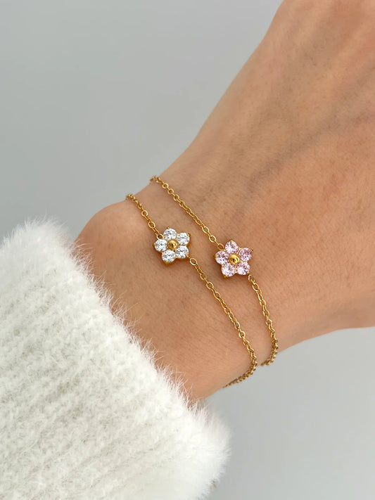 Pulsera de cadena con petunias brillantes