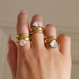 Round Solitaire Dome Ring