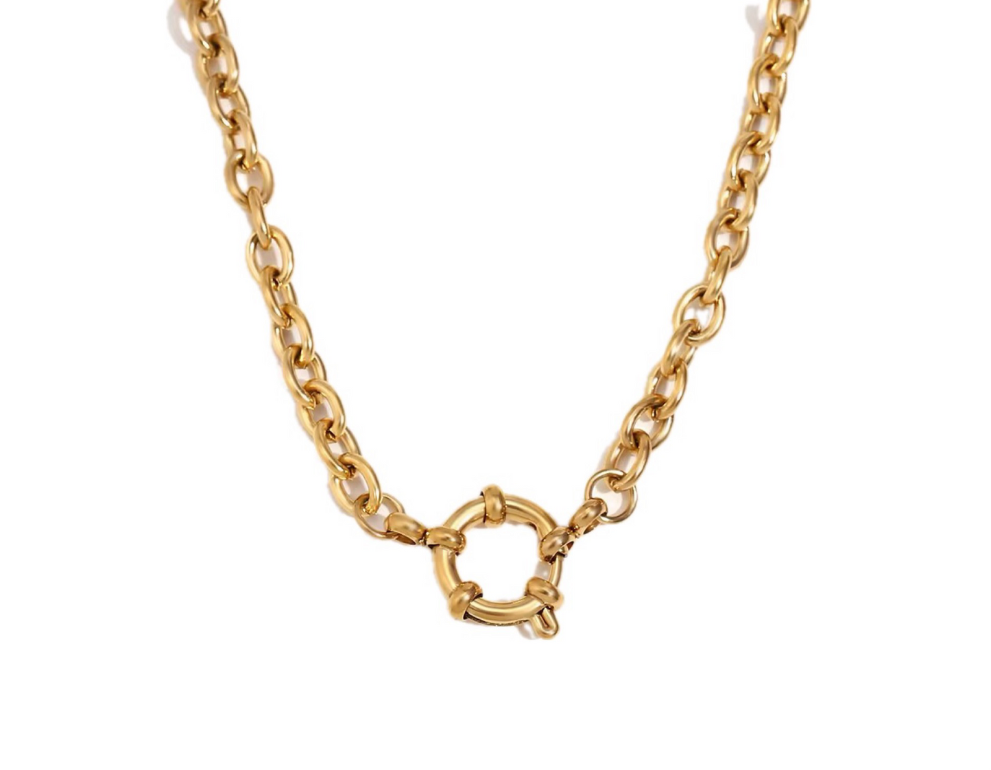 Oval Link Chain Spring Ring Clasp Necklace