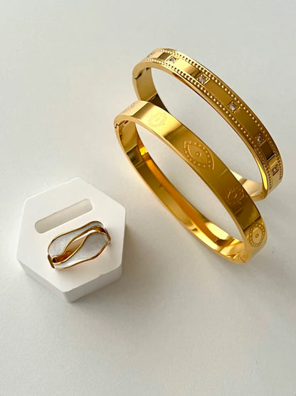 Wave Enamel Gold Band Ring