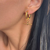 T Bar Charm Hoops