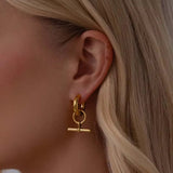 T Bar Charm Hoops