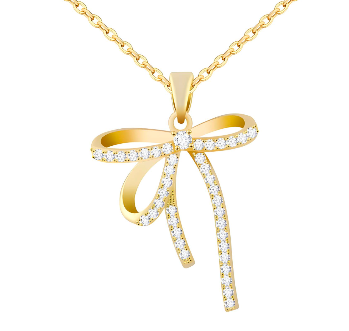 Sparkling Bow Pendant Necklace