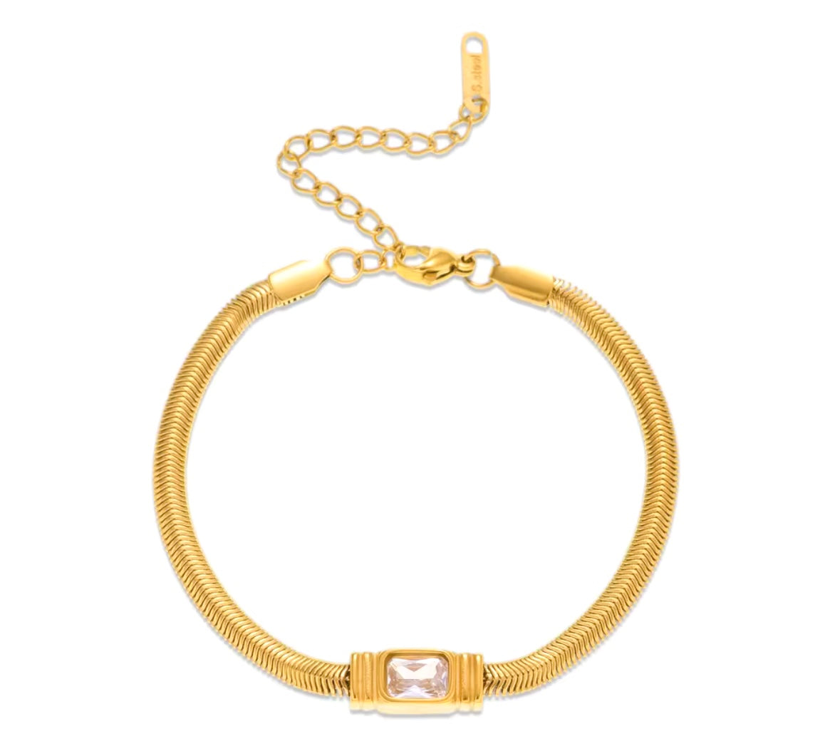 Rectangular Sparkling Snake Chain Bracelet