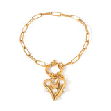 Heart Marine Spring Ring Clasp  Link Bracelet Set