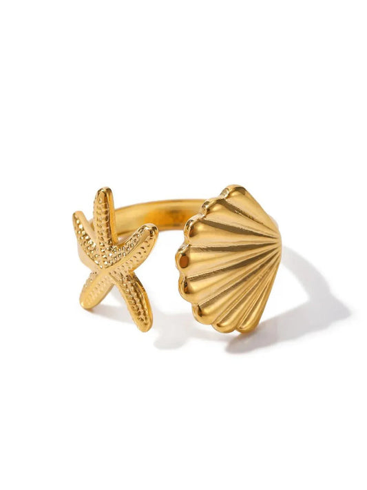 Seashell & Starfish Ring