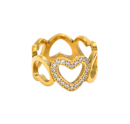 Sparkling Open Heart Band Ring