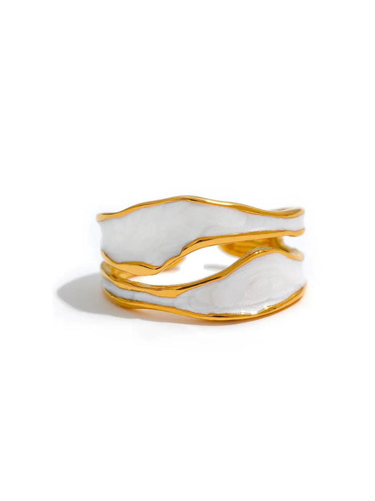 Wave Enamel Gold Band Ring