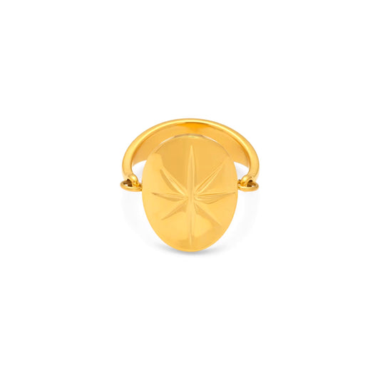 Engraved Star Signet Ring