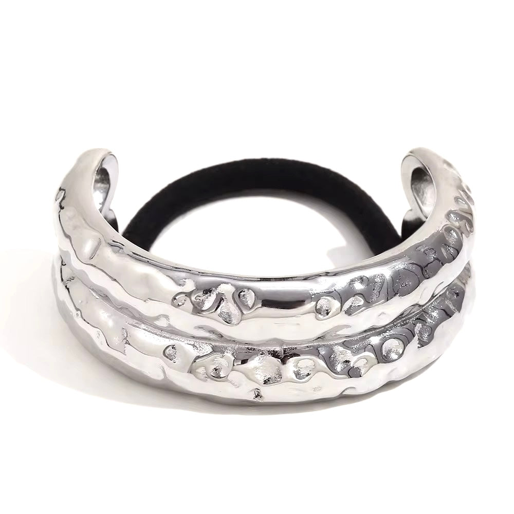 Small Hammered Wave Metal Ponytail Cuff