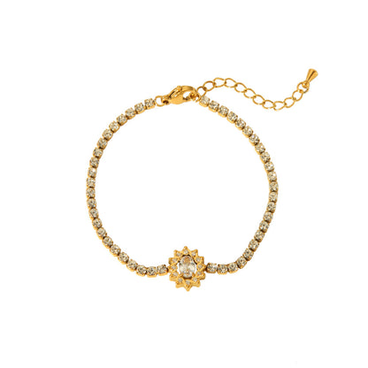 Sparkling Sun Halo Tennis Golden Bracelet