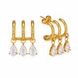 Triple Open Hoop Drop Earrings