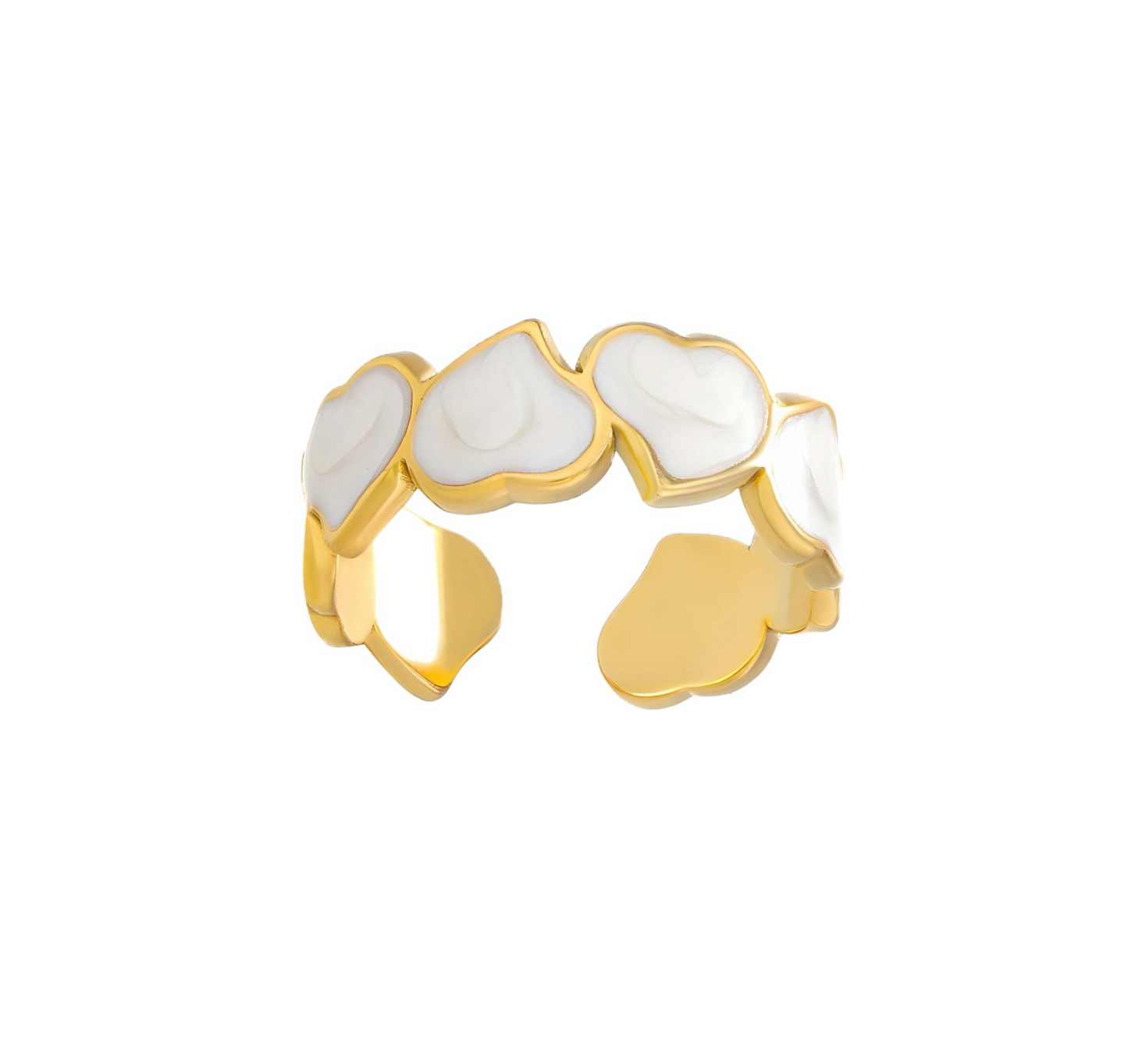 Enamel Heart Golden Band Ring