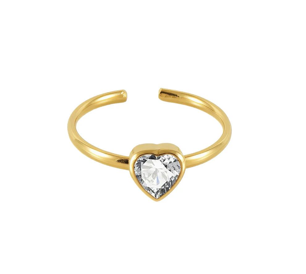 Sparkling Heart Solitaire Ring