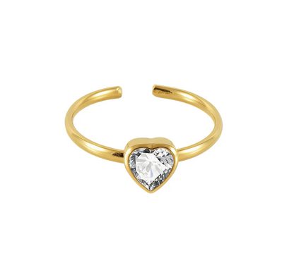 Bague solitaire en forme de cœur scintillant