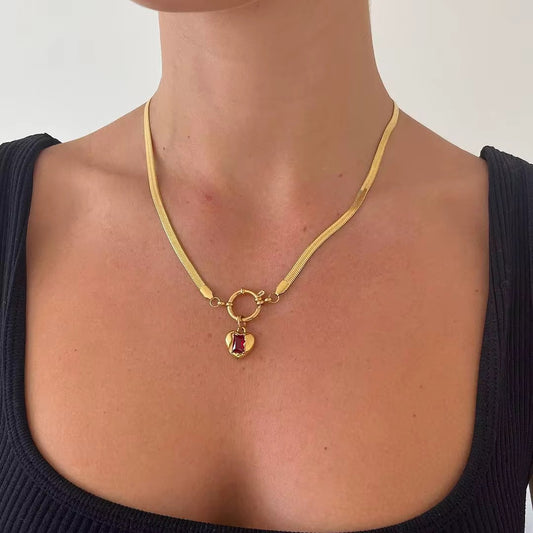 Flat Snake Spring Ring Clasp Necklace