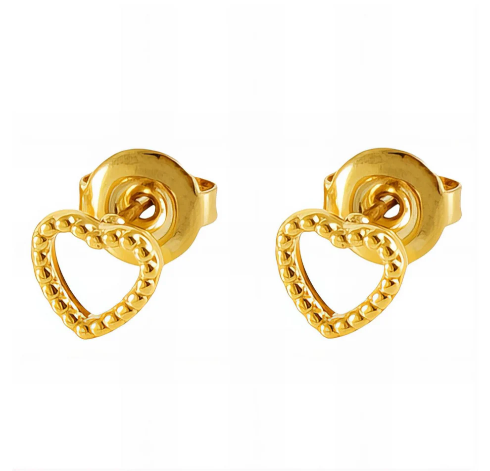 Open Heart Stud Earrings