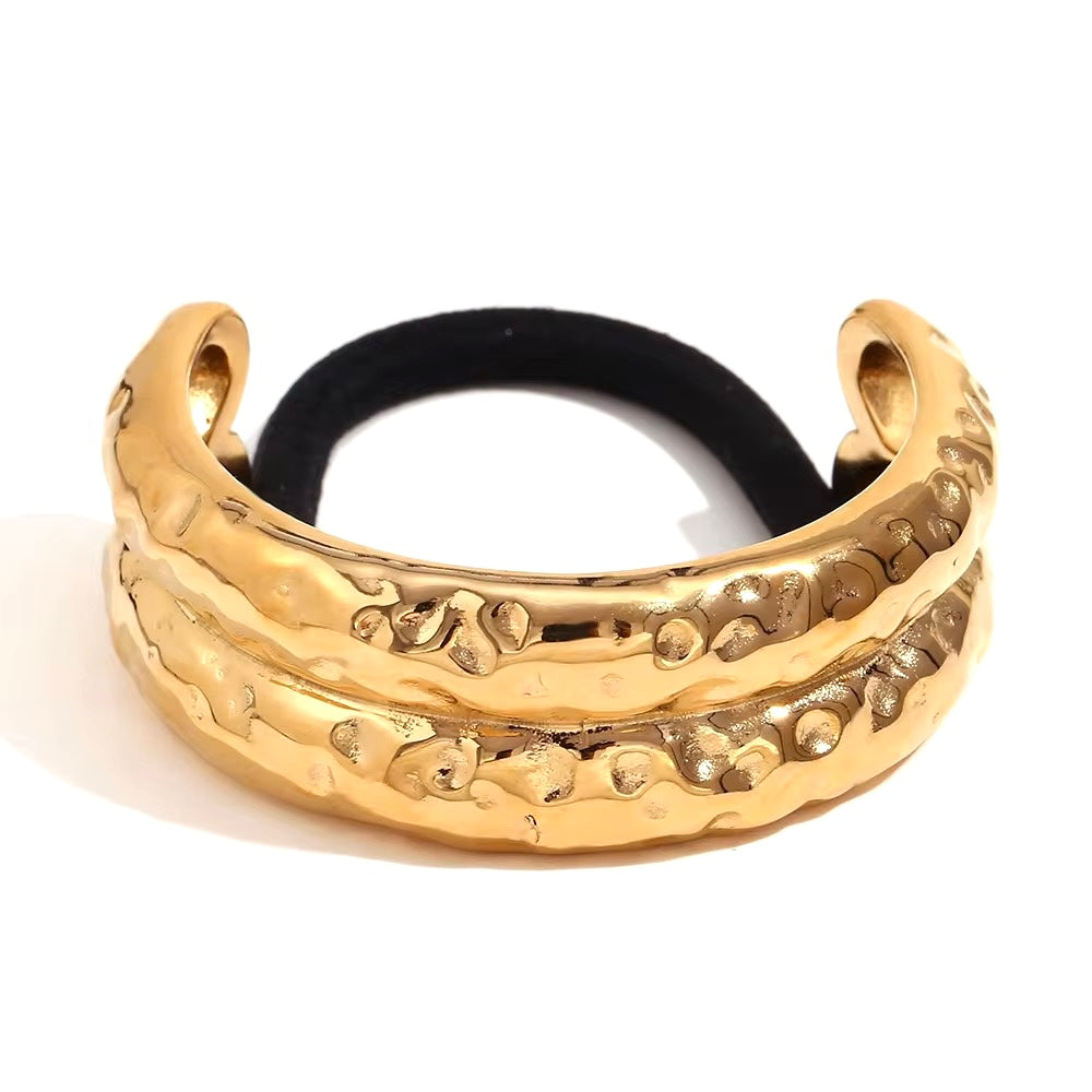 Small Hammered Wave Metal Ponytail Cuff
