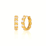 Organic Sculpted Pavé Huggie Hoops