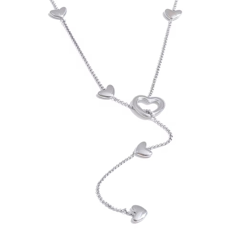 Intertwined Hearts Lariat Necklace
