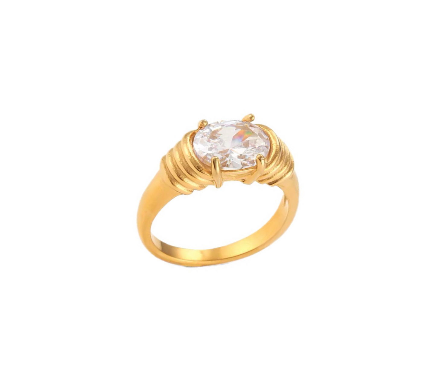 Sparkling Oval Golden Ring