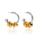 Two-Tone Quad Ring Hoop Earrings