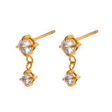 Double Sparkling Stud Earrings