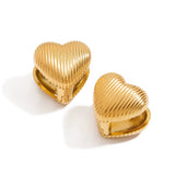 Ribbed Heart Clip Earrings