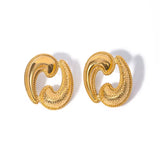 Textured Wave Statement Earrings