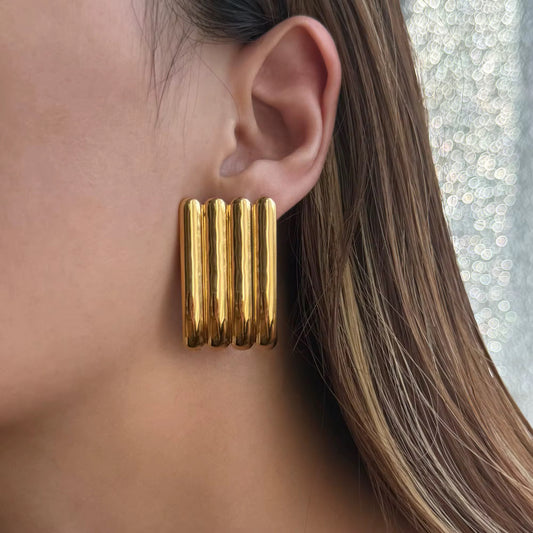 Rectangular Ribbed Earrings