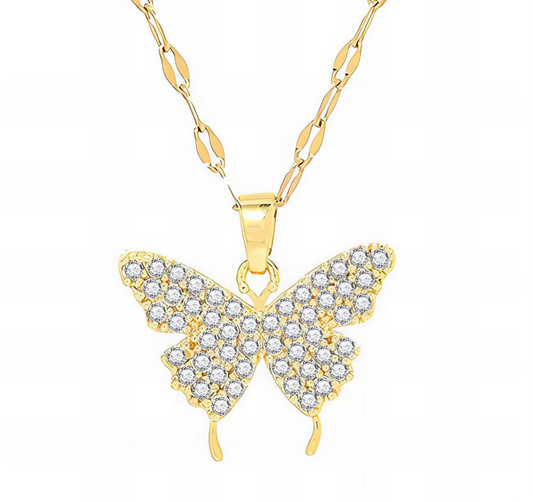 Sparkling Butterfly Pendant Necklace