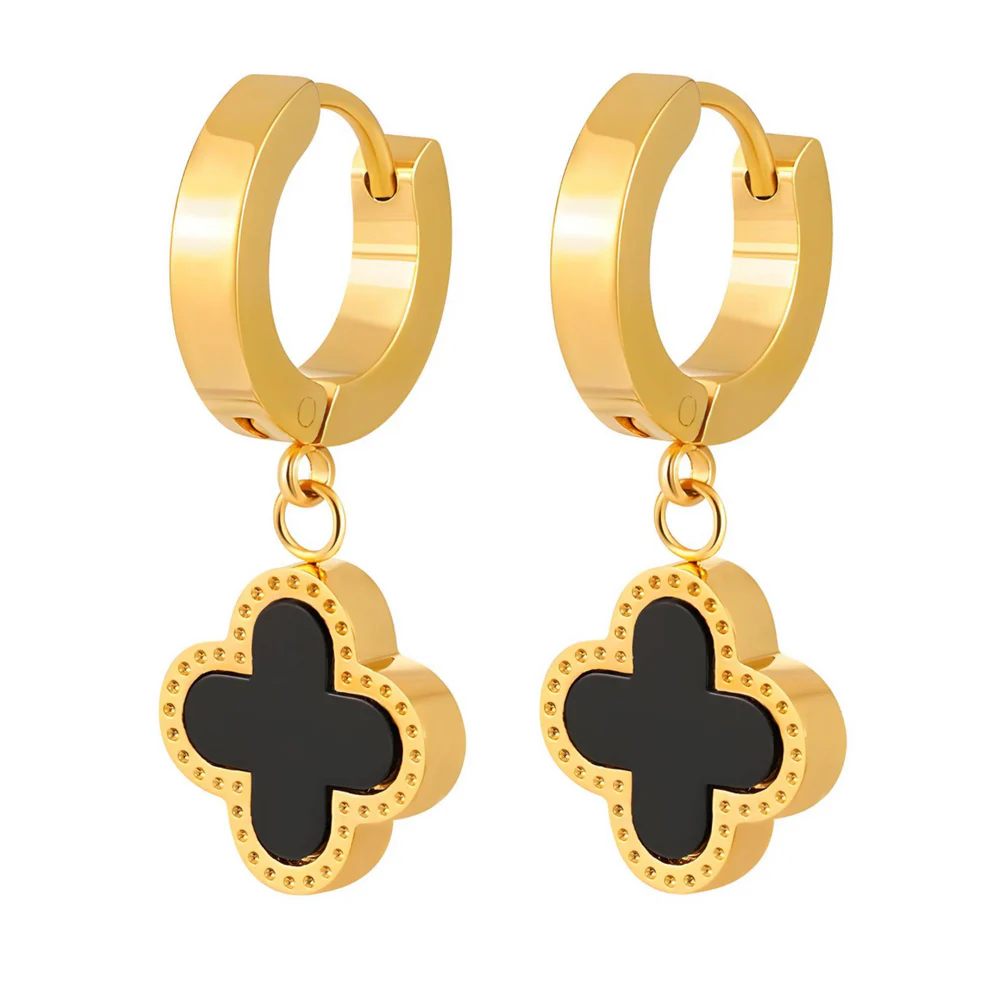 Black Clover Hoop Earrings