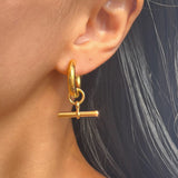 T Bar Charm Hoops