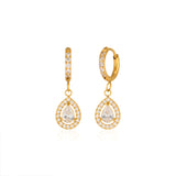 Sparkling Halo Pear Hoops