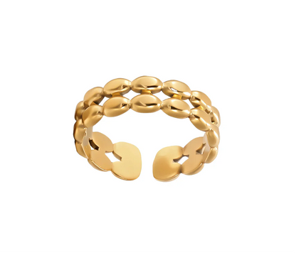 Two Rows Beads Band Ring