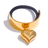 Heart Pendant Metal Ponytail Cuff