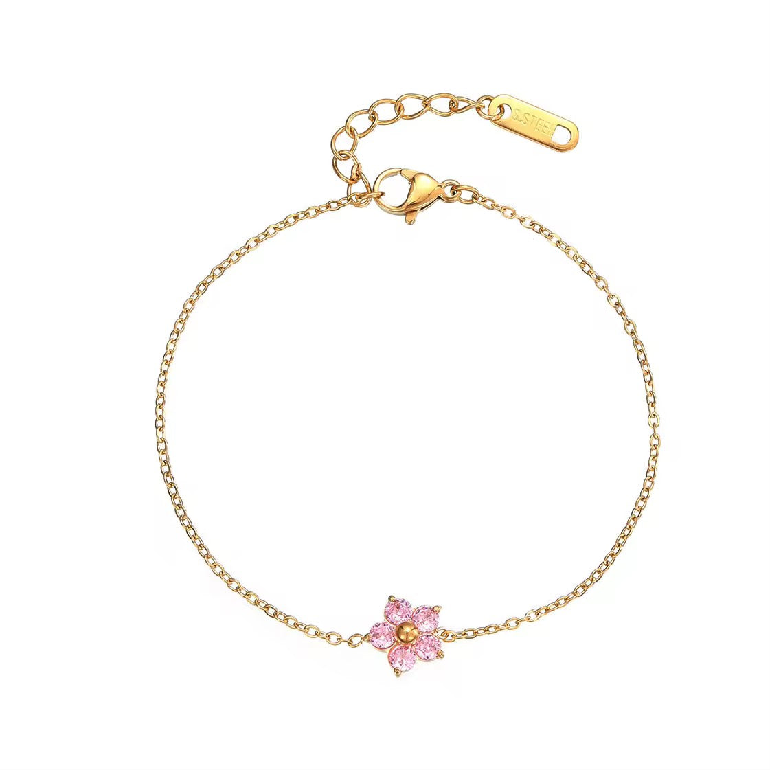 Sparkling Petunia Chain Bracelet