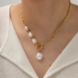 Asymmetric Pearl Drop Necklace