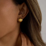 Ribbed Round Clip Earrings