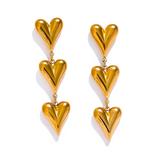Triple Heart Drop Earrings