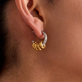 Two-Tone Quad Ring Hoop Earrings