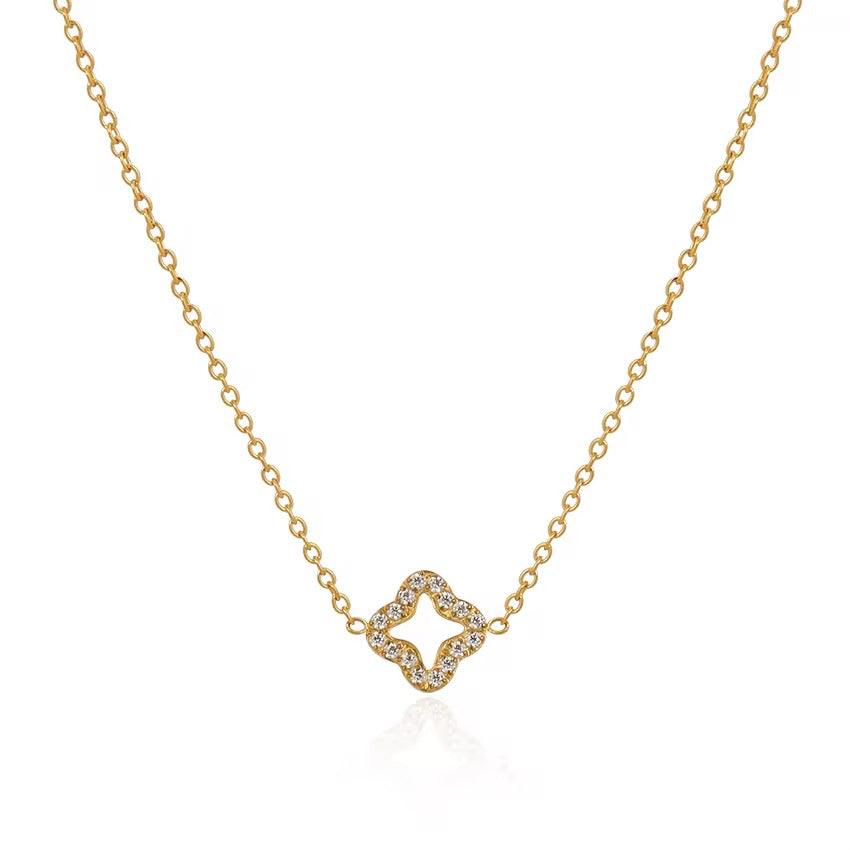 Sparkling Open Clover Necklace