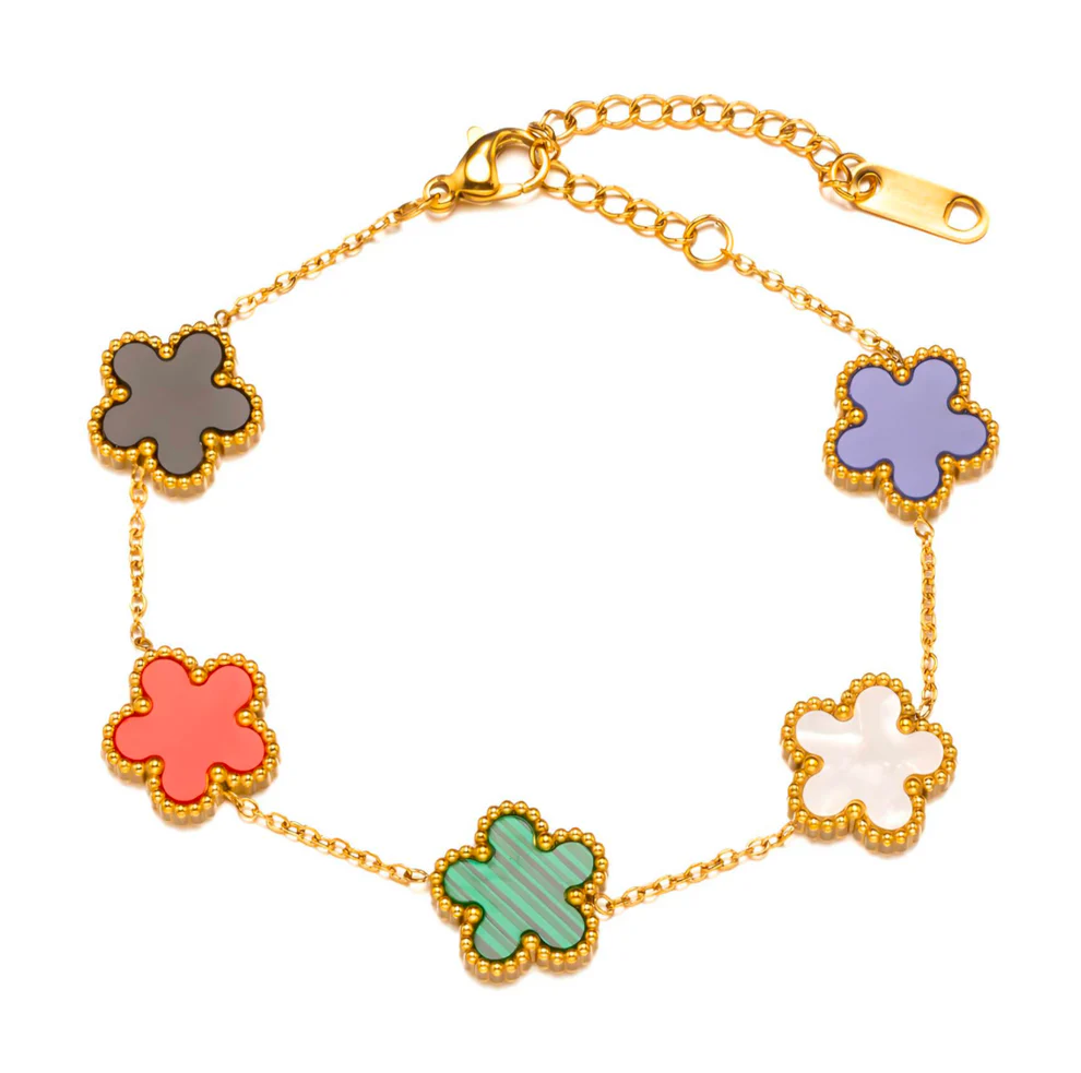 Pulsera de flores de arco iris