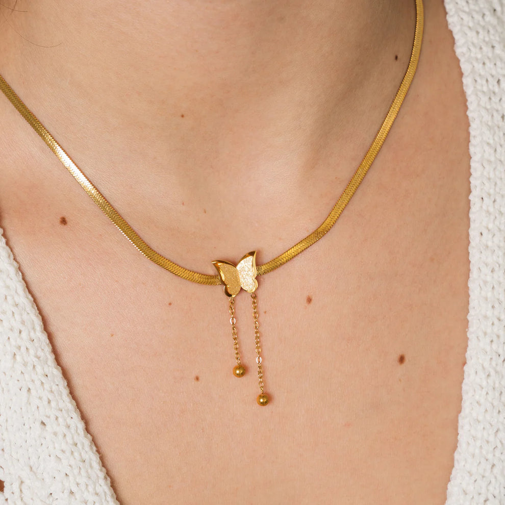 Flat Snake “Butterfly” Lariat Necklace