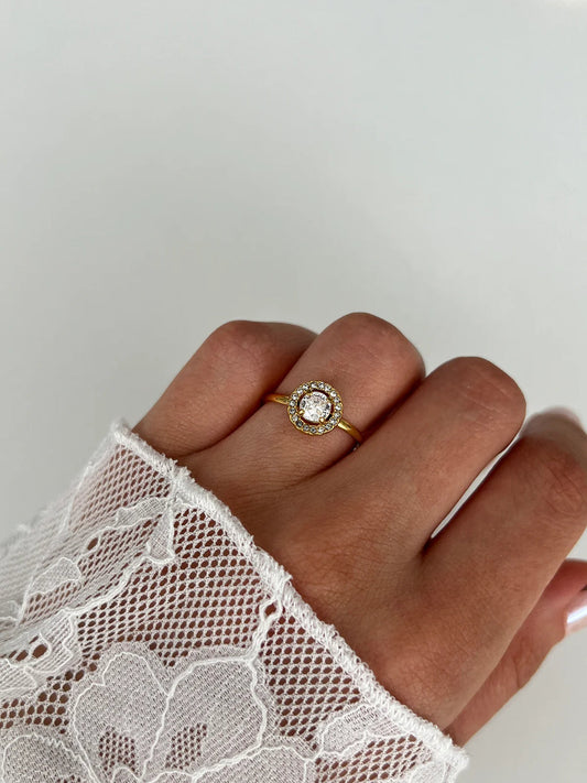 Round Sparkling Halo Ring